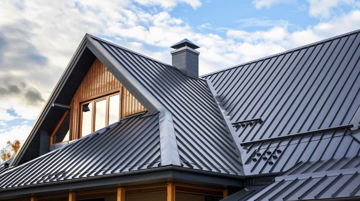Poligon EPDM Kauçuk Çatı – antrasit kenet sistem metal çatıyla kaplanmış müstakil ev